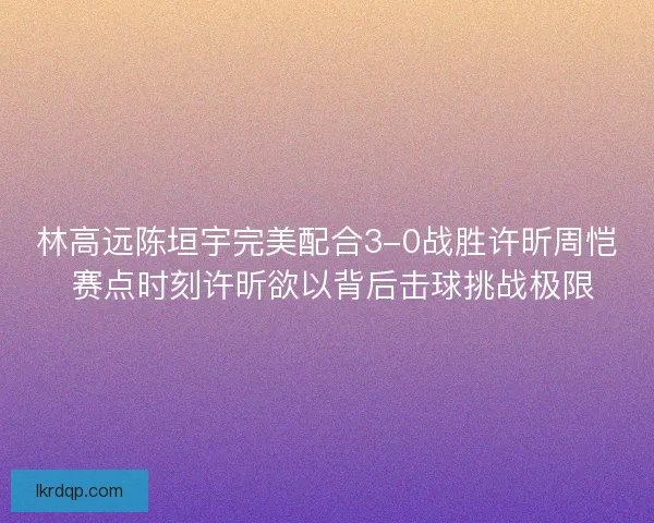 林高远陈垣宇完美配合3-0战胜许昕周恺 赛点时刻许昕欲以背后击球挑战极限