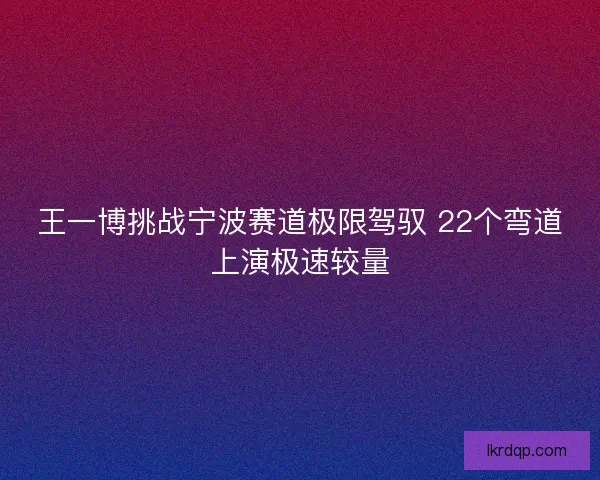 王一博挑战宁波赛道极限驾驭 22个弯道上演极速较量