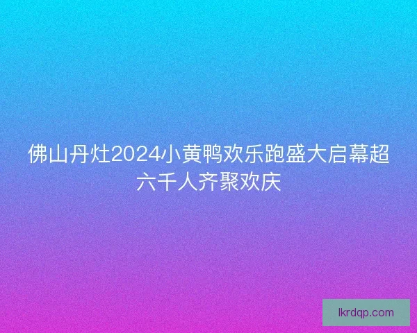佛山丹灶2024小黄鸭欢乐跑盛大启幕超六千人齐聚欢庆